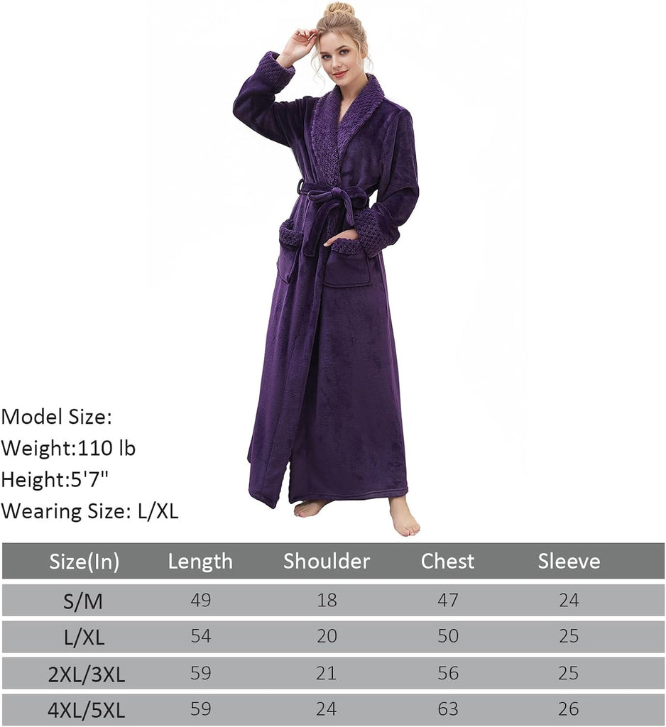Premium Long Robes for Women: Warm Super Plush Soft Fleece Bathrobes