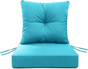 Deep Seat Patio Cushion Set Back & Pillows 24x24x5in,Sky Blue | 24"x24"x5", complete cushion set includes seat, back