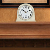 Lily's Home Antique Inspired Farmhouse Desk Or Mantel Clock, Battery Powered, Metal Body, Ivory