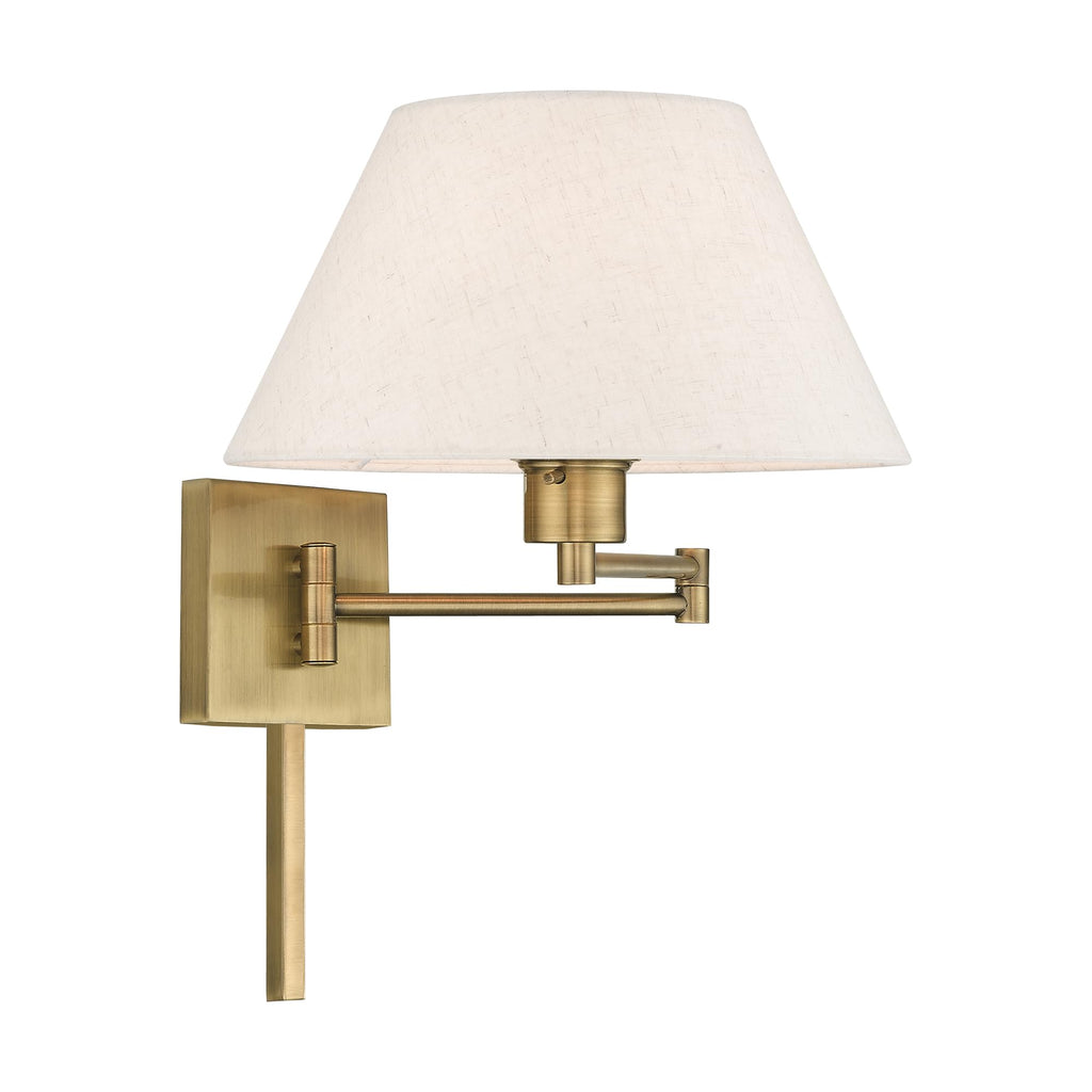 01 1-Light Swing Arm Wall Light, Antique Brass