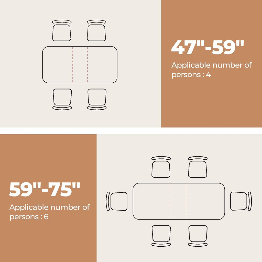 59"-75" Extendable Dining Room Table for 4-6, Modern Wood Dining Table for Small Spaces, Kitchen, Space Saving Hidden
