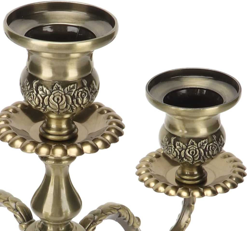 Gold Candle Holders,Metal Candelabra,5 Arms Wedding Event Candle Stand,Holiday Decorative Accessories Vintage Modern
