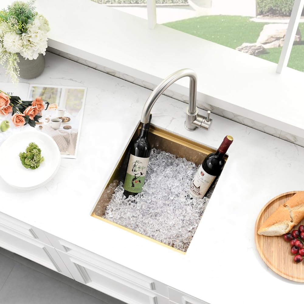 Brass Bar Sink Undermount, 15 x 17 Inch