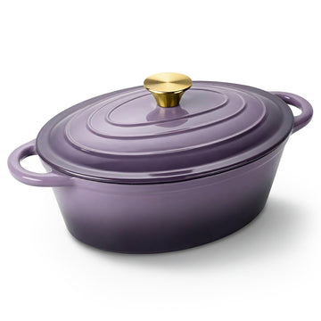 Oval Dutch Oven for Bread Baking, 4.5 Quart Non Stick Enameled Cast Iron Dutch Oven Pot with Lid, Oven Safe Oval