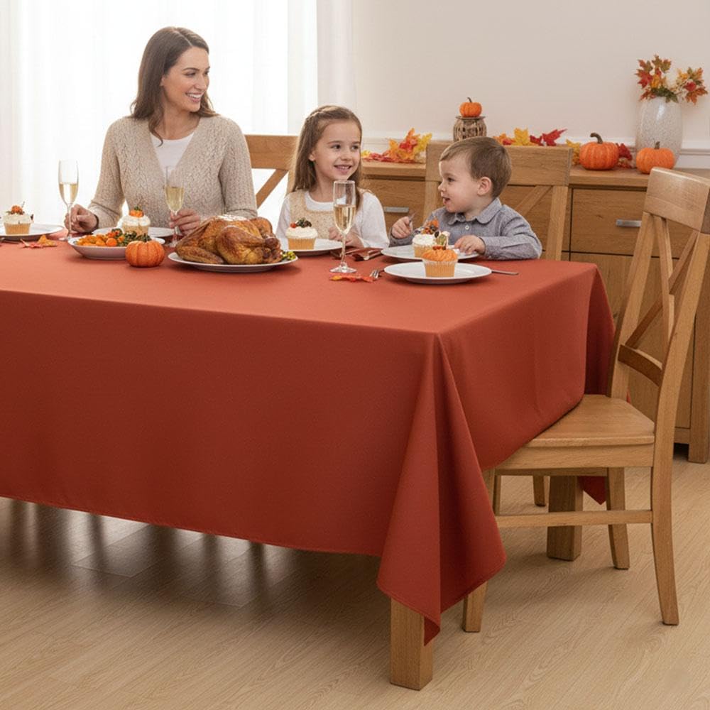 8 Pack Rust Tablecloths 60x102 Inch for 6 Ft Rectangle Tables