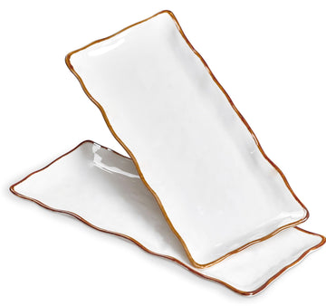 Large Serving Platters, 15 inch Serving Plates Set of 2, Ceramic Platters for Serving Food, Oven Safe Serving Trays