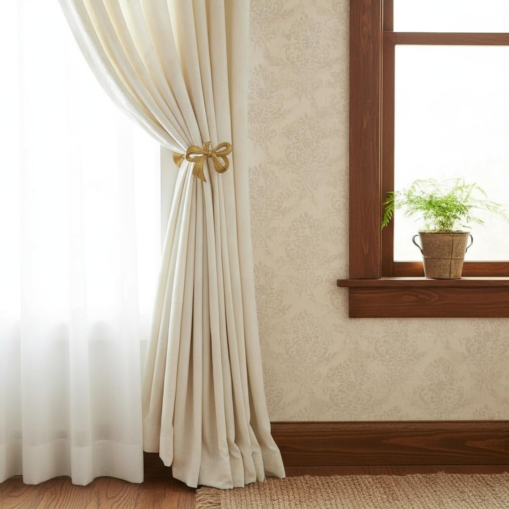 Brass Curtain Holdbacks (2 Pack) Gold Curtain Tieback Curtain Holders Backs Wall Hooks Pull Backs for Wall Mounted