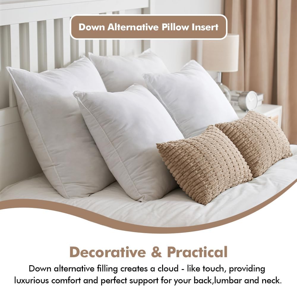 20x20 Pillow Inserts,Down Alternative Throw Pillows - Set of 2