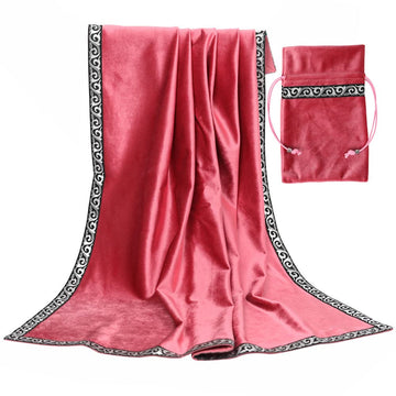 Velvet Altar Cloth with Tarot Card Bag Gothic Embroidered Tarot Tablecloth Tapestry for Divination Wicca Astrology