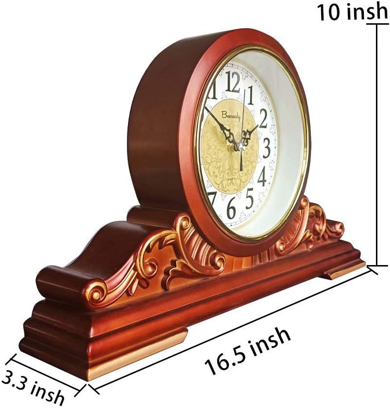 Mantel Clock, Antique Desk Clock, Modern Quartz Movement-Continuous Scanning (Ultra-Quiet)