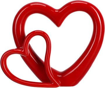 Romantic Red Ceramic Heart Sculpture - Wedding Decor Centerpiece, Valentine's Day, Home Decoration Accent, Heart