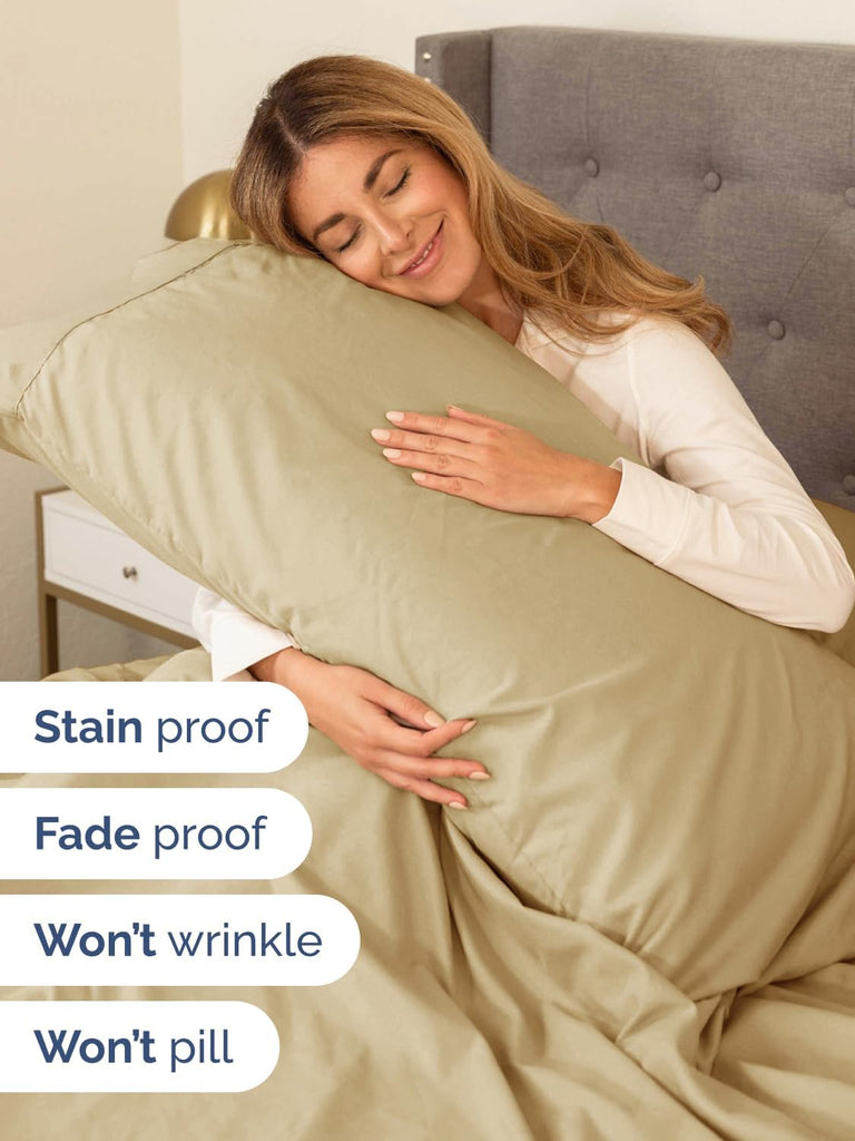 Extra Deep Cal King Sheet Set - 6 Piece Breathable & Cooling Sheets - Beige