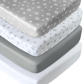Crib Sheets for Boys or Girls 4 Pack, Fitted Crib Sheet