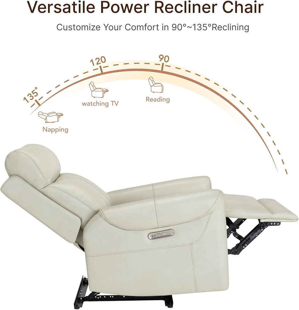 Leather Recliner Chair for Adults Wall Hugger RV Recliner with USB Charging Ports Electric Power Reclining Sofa Home