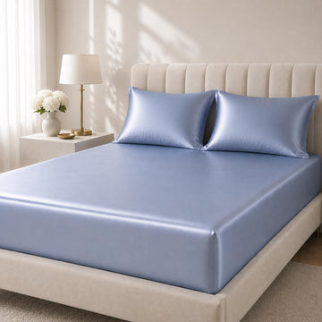 100% Mulberry Silk Fitted Sheet with Deep Pocket, Real 22 Momme Silk Bed Sheets, 6A Grade Pure Silk, Hypoallergenic