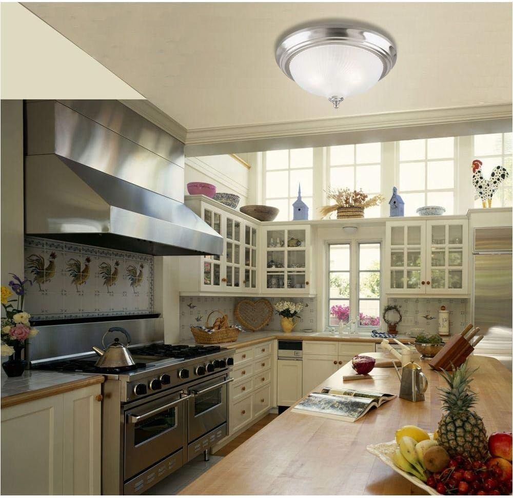 Flush Mount Ceiling Fixture A19 13 in. Dia Nickel Bx