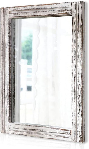 Wall Mirror with Wood Framed Rustic Mirrors for Wall Rectangle Decorative Bathroom Living Room Entryway Farmhouse