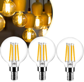 G16.5 LED Bulb 60w Dimmable 2700k Warm White 5W 120V, 3 Pack High Output Led G16.5 Clear Globe Bulb, No Flicker G
