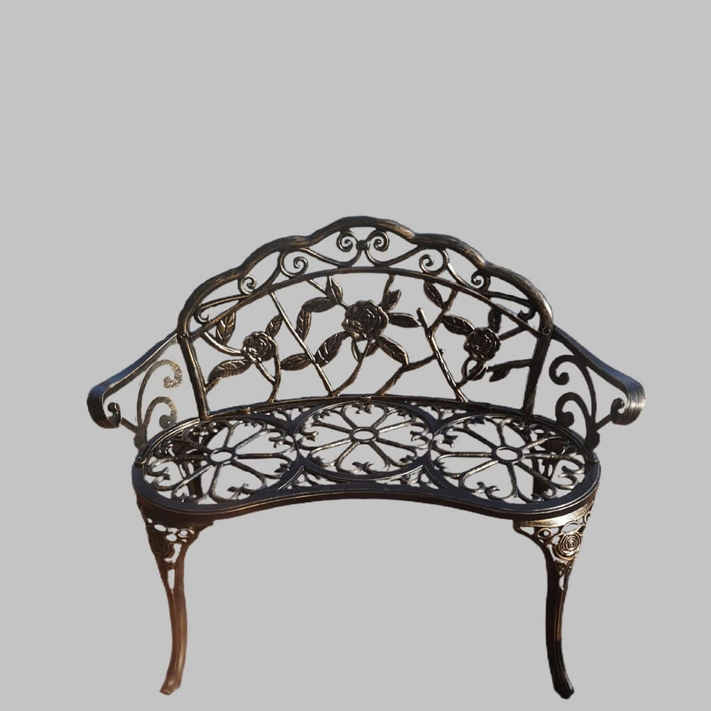 Garden Bench, Metal Aluminum Rose, Suitable for Garden Porch Park Front Porch Balcony Outdoor (Bronzed)