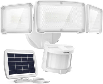 Solar LED Security Lights, PIR Motion Sensor Outdoor, 1600LM, Yard | 5500K Daylight, 72FT180° Motion Sensor Flood