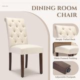 Tufted Dining Chairs Set of 2, Accent Parsons Diner Chair Upholstered Fabric Stylish Kitchen Chairs with Solid