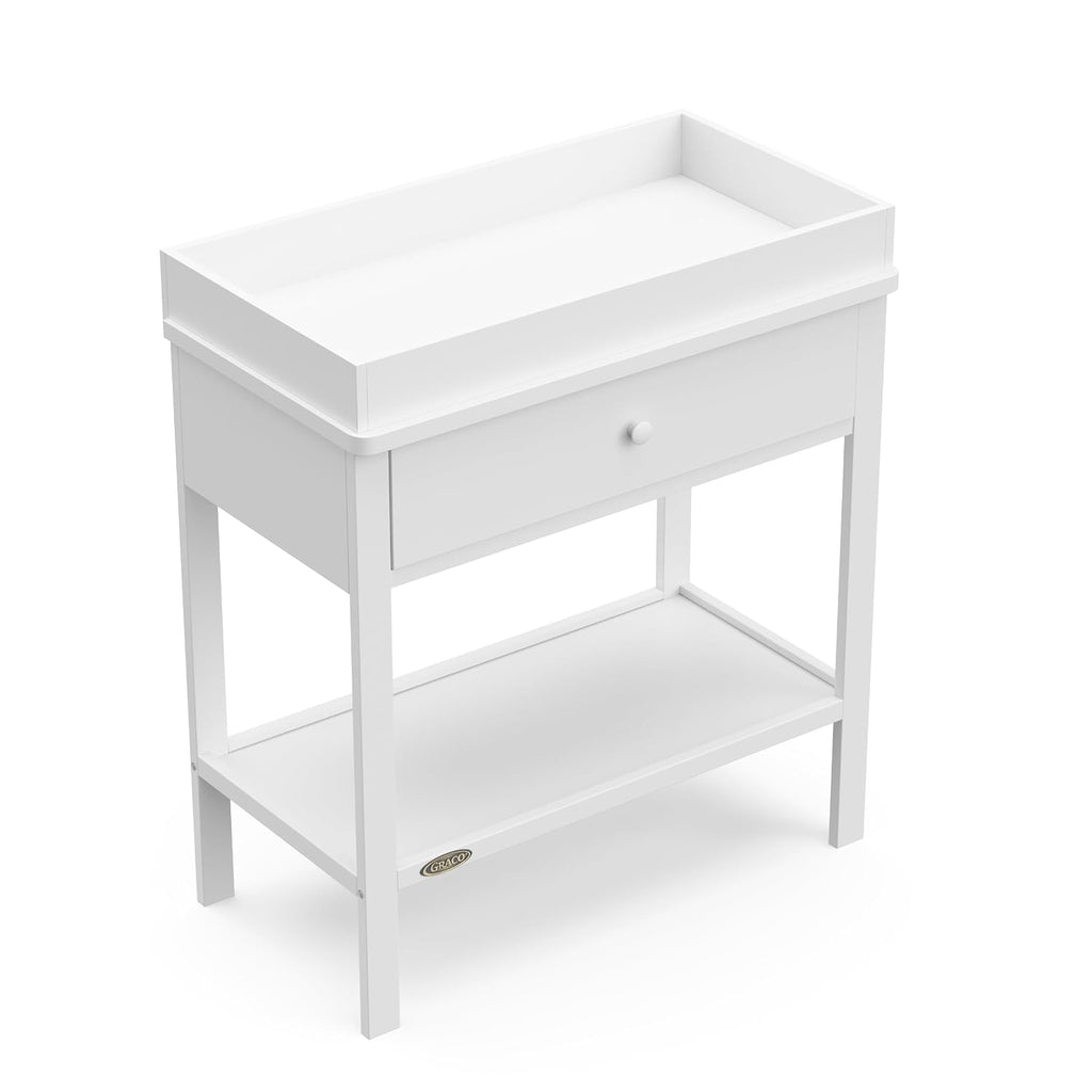 Storage Baby Changing Table, White | GREENGUARD Gold Certified, Changing Table with Drawer, Changing Table Topper