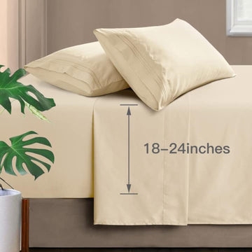 Extra Deep Pocket King Sheets, Pure White Microfiber, 4 Piece