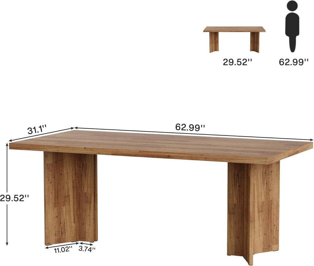 63-inch Executive Desk, Vintage Home Office Computer Desk with Large Tabletop