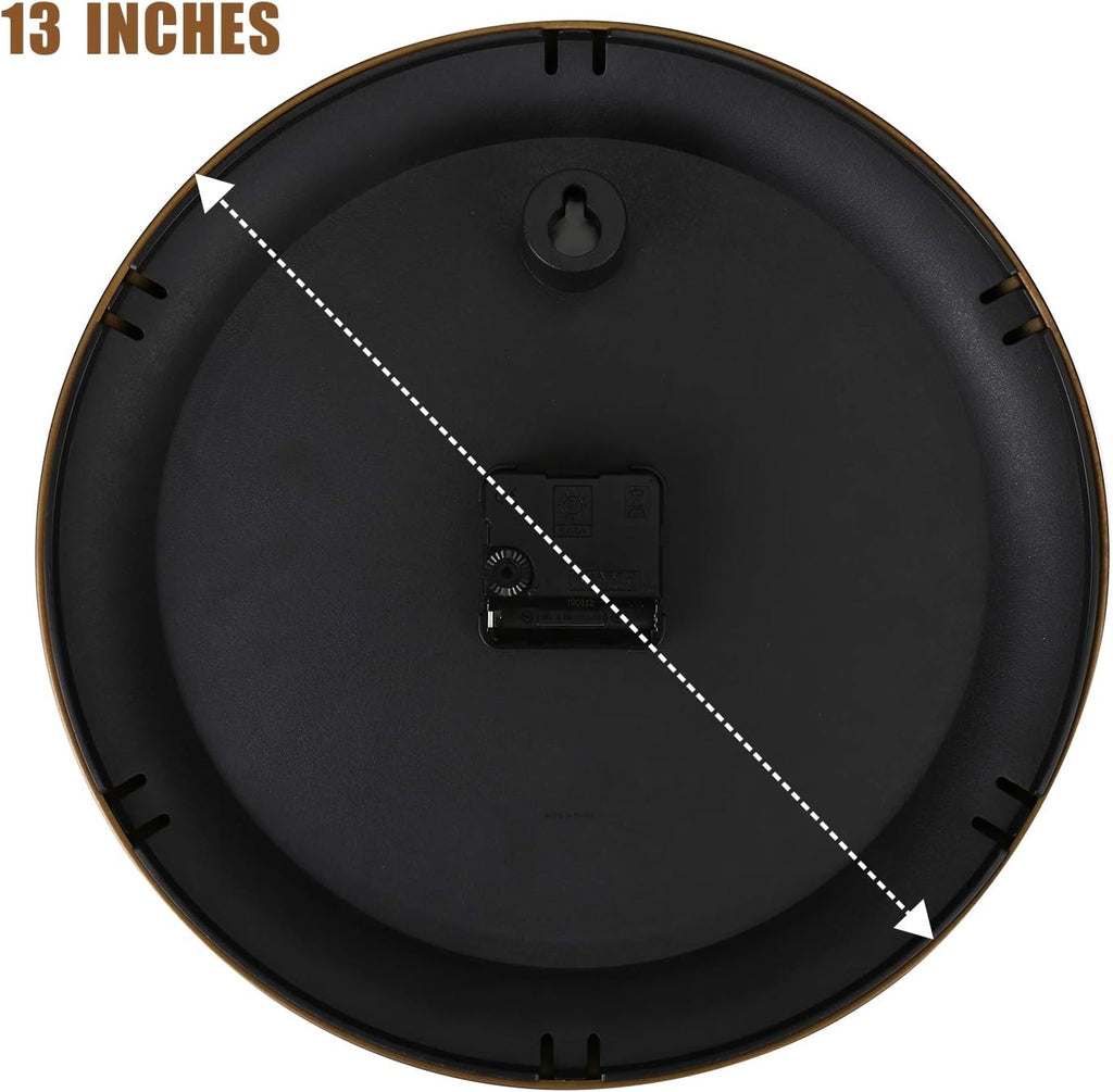 Large Metal Wall Clock, 13'' Non Ticking Classic Retro Silent Iron Clocks Decorative Kitchen Living Room
