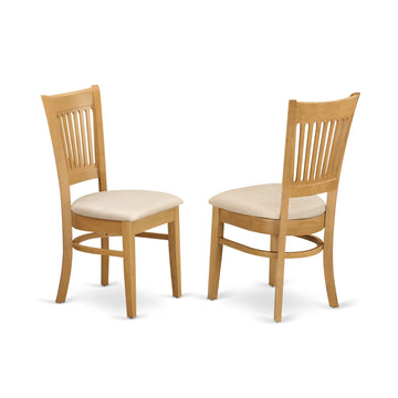 West Furniture VAC-OAK-C Vancouver Dining Chairs - Linen Fabric Upholstered Wood Chairs, Set of 2, Oak