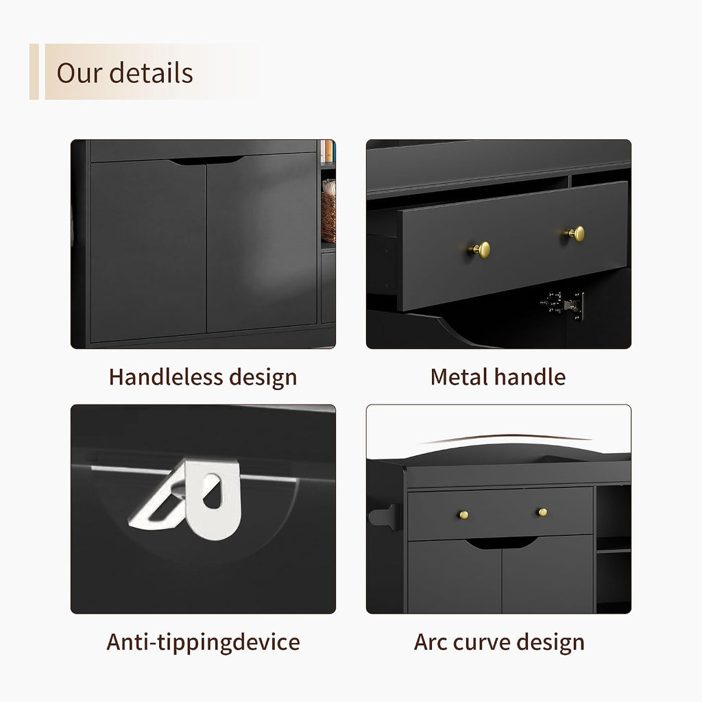 Baby Dresser Baby Changing Table,Nursery Dresser for 2 Drawers & 2 Open Drawers Easy to Reach Items,Spacious Open