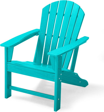 Farmhouse Adirondack Chair Wood Texture, Poly Lumber Patio Chairs, Pre-Assembled Weather Resistant Outdoor Chairs for