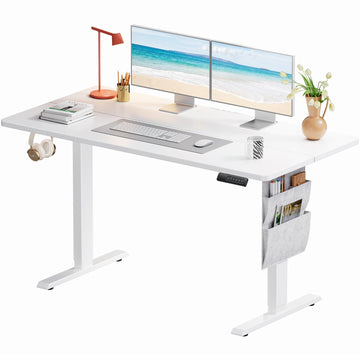 55x28 Electric Standing Desk - Adjustable Height Computer Desk with Memory Presets, Storage Bag & Cable Management &