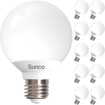 10 Pack G25 LED Light Bulbs, Vanity Globe Light Bulbs for Bathroom, 450 LM, 3000K Warm White, 6W (40W Equivalent)
