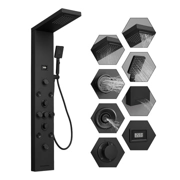 Stainless Steel Shower Panel Tower System Rainfall Waterfall Shower