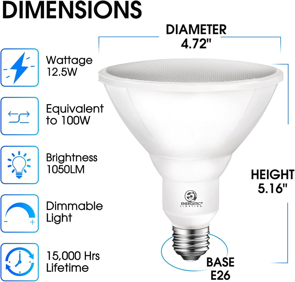 Energetic LED PAR38 Outdoor Flood Light Bulb Home Residential Patio Driveway Light, PAR38 LED Bulb, 5000K Daylight