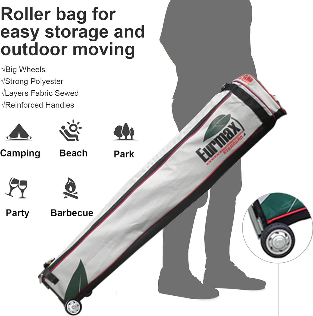 USA 10x10ft Pop Up Canopy,Commercial Instant Tent Events,Patented No-Tip Rolling Storage Bag with 4 Sandbags,UV & Water