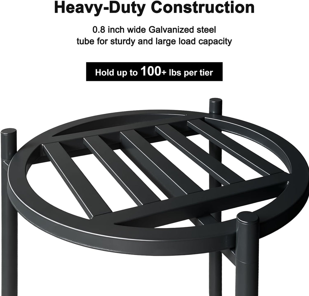 Metal Heavy Duty Plant Stand Indoor Outdoor,φ13×30" H 2-Tier Plant Stands, Tall Plant Holder for Large Pots,Outside