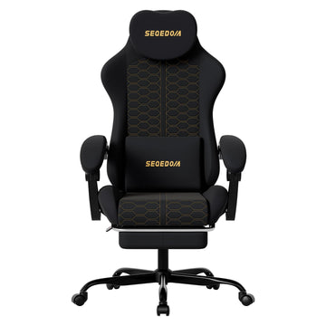 Honeycomb Embossed Gaming Chair with Footrest & Massage Lumbar Support, Adjustable Ergonomic Office Chair for Adults
