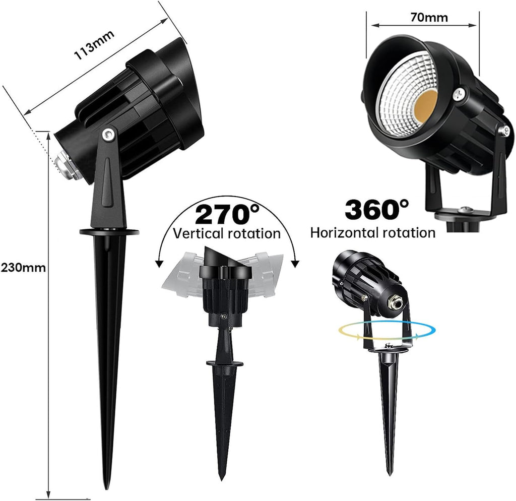 Low Voltage Landscape Lights 12 LED Spotlight Outdoor Pathway Lights Wired Yard Lights Garden Lawn 10W Landscaping