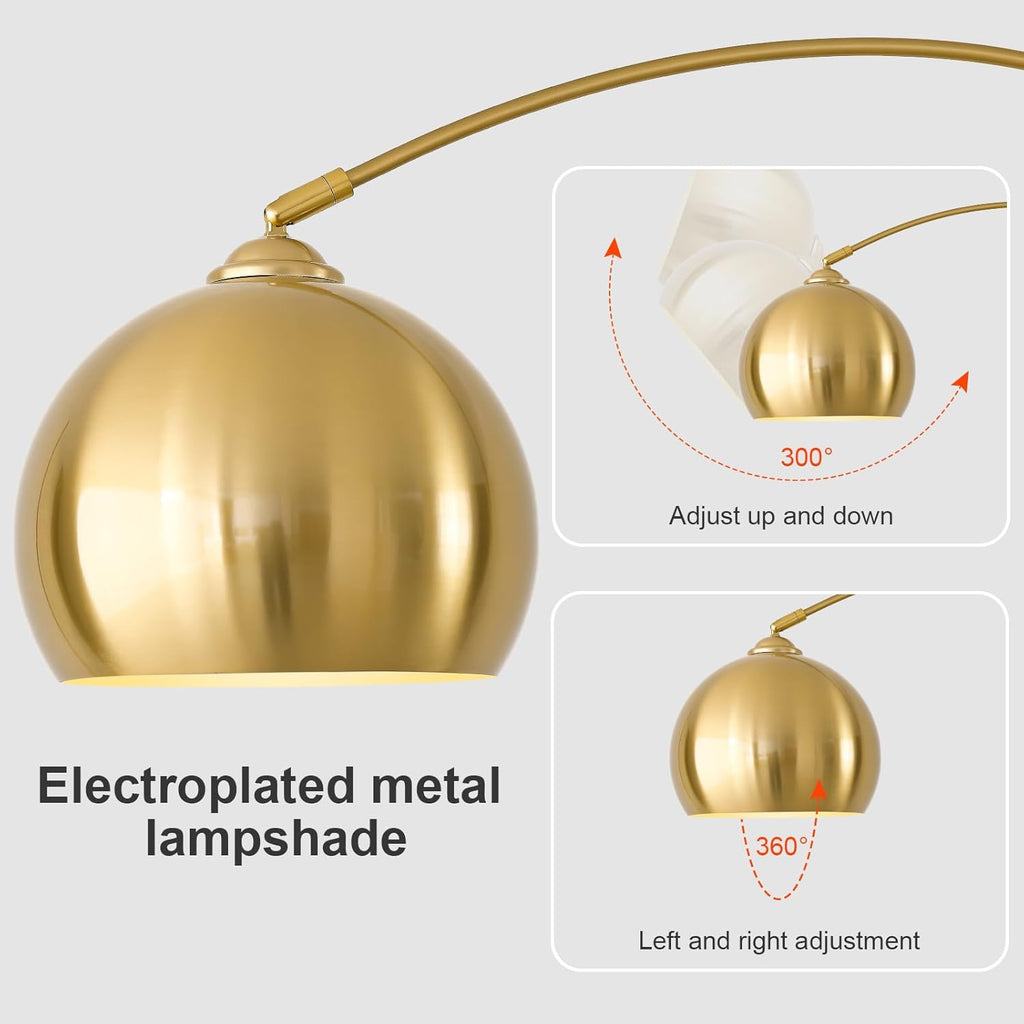Brushed Gold Arc Floor Lamp 71" Tall, Dimmable 12W LED Smart Standing Lamp with Remote