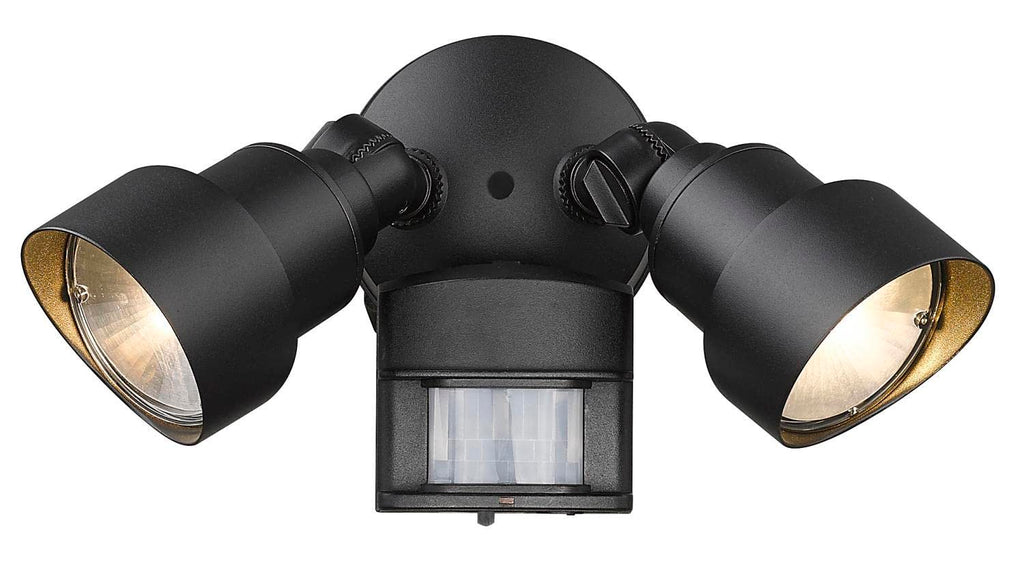 24 Lumen Flood Lights 2-Light Matte Black Motion Activated Outdoor Integrated LED Light Fixture LFL2BKM