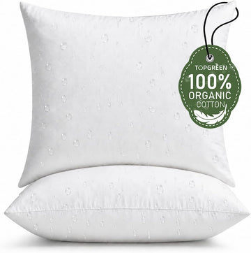 Organic Feathers Down Outdoor Pillow Insert 22x22 - Set of 2