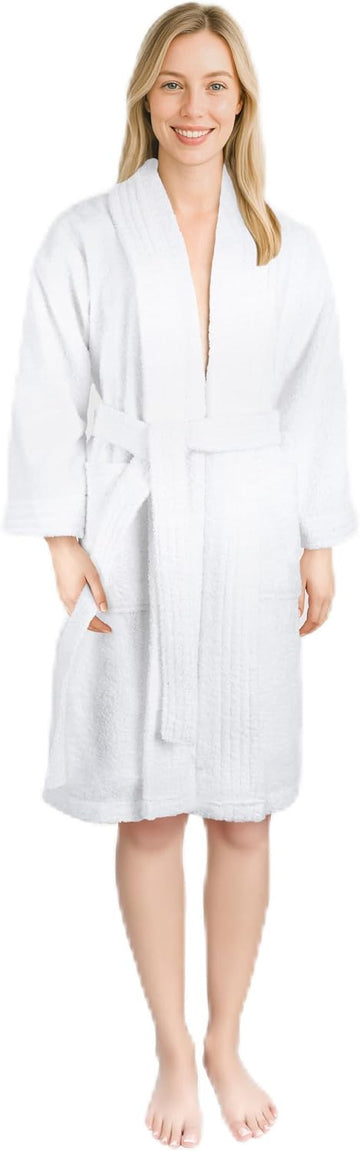 Women's 100% Cotton Terry Bathrobe - Soft, Absorbent, Quick Dry Turkish Robes for Women Quality Housecoat