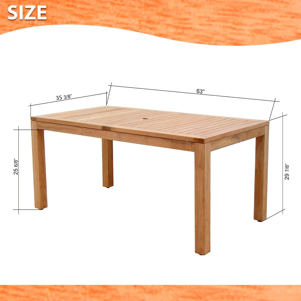 Pennsylvania 7-Piece Outdoor Rectangular Dining Table Set | Certified Teak | Ideal for Patio and Indoors