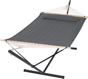 2 Person Hammock with Stand, 475 lbs Capacity, Dark Grey | Heavy Duty Portable Hammocks, Heavy Duty Hammock with Stand