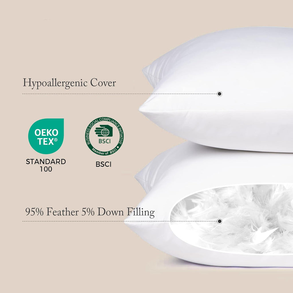 22x22 Pillow Inserts, Feather Down Filled for Support - Set of 4