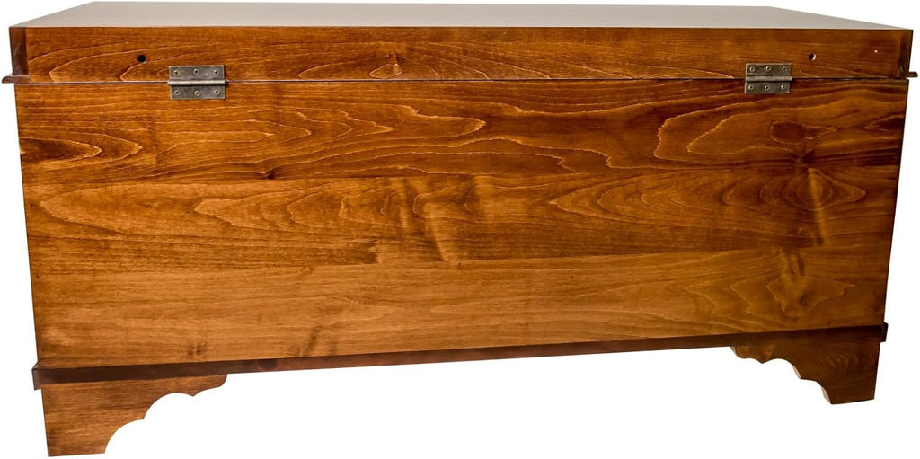 Cedar Hope Chest with Waterfall Top, Amish Made Wooden Storage Trunk Box , Blanket, Clothes, Anti-Slam Hinges and