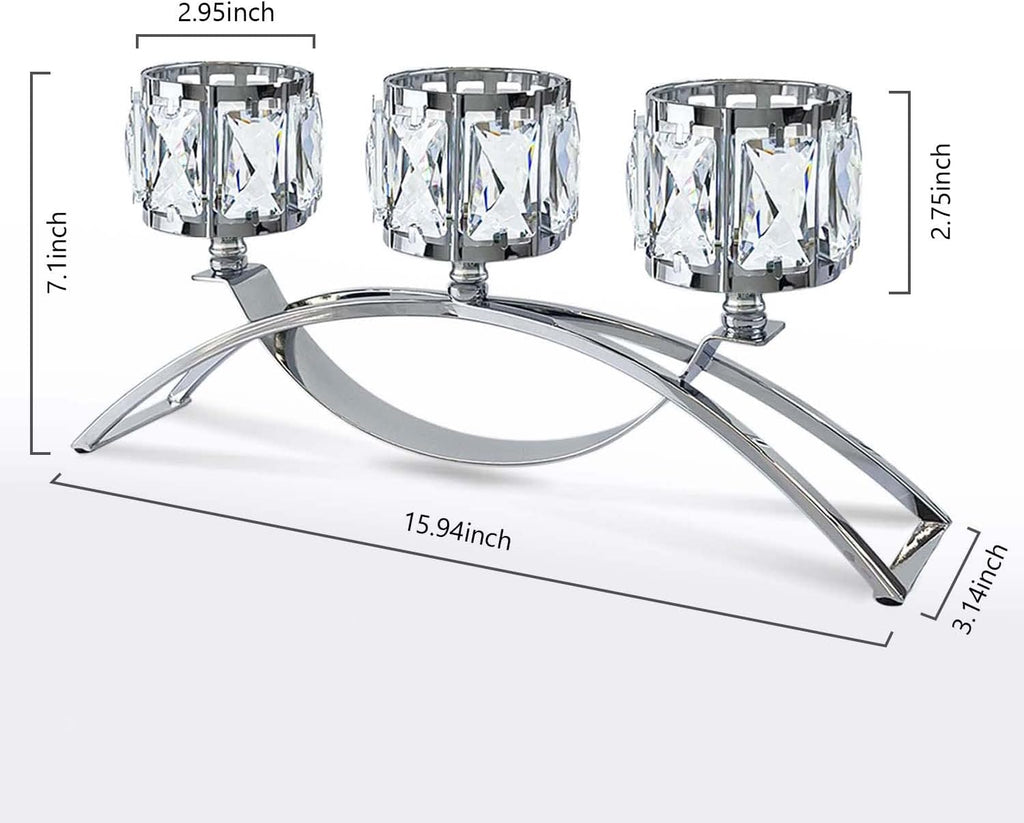 3 Arms Crystal Candle Holders, Arch Candlestick Table Candelabras Centerpieces, Dinning Room, Cabinet Ornaments, Home