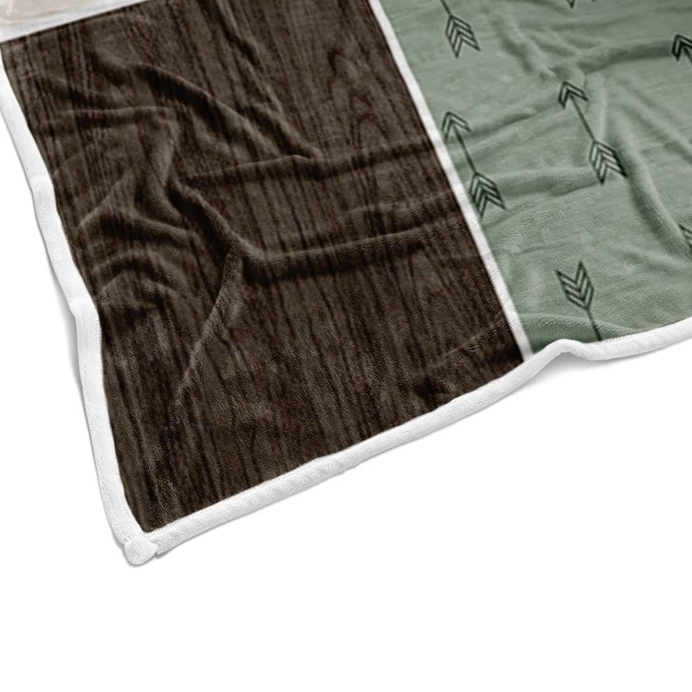 Cabin Retro Rustic Lodge Flannel Throw Blanket for Couch, Bear Deer Country Hunting Wild Animal Bed Sofa Warm